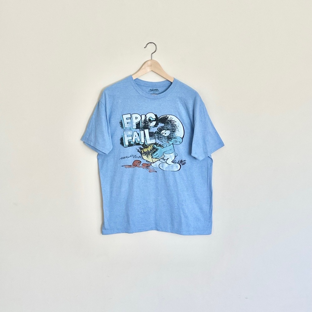 The Smurfs “Epic Fail” Graphic Light Blue T Shirt Adult size Large